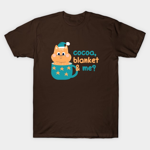 Cocoa, blanket & me? | Christmas Kitty Design T-Shirt by Enchantedbox